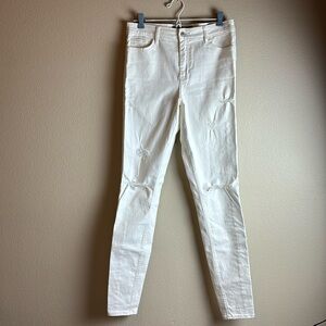 Hollister Jeans Womens Sz 9L White Super Skinny Distressed